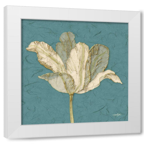 Muted Teal Behind Tulip White Modern Wood Framed Art Print by Stimson, Diane