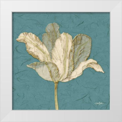 Muted Teal Behind Tulip White Modern Wood Framed Art Print by Stimson, Diane