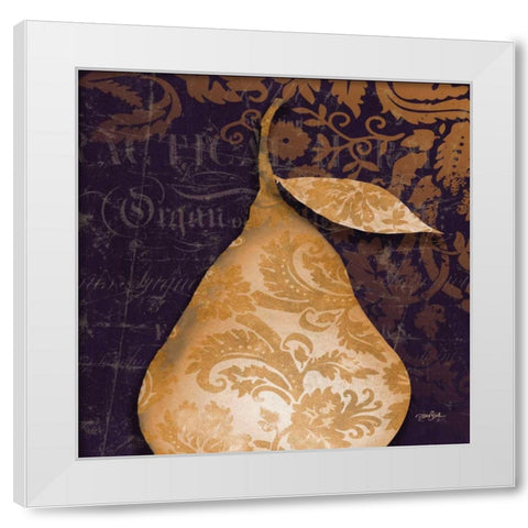 Pear Damask White Modern Wood Framed Art Print by Stimson, Diane