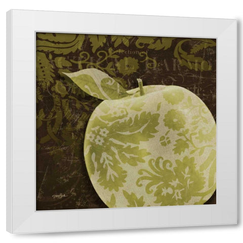 Apple Damask White Modern Wood Framed Art Print by Stimson, Diane