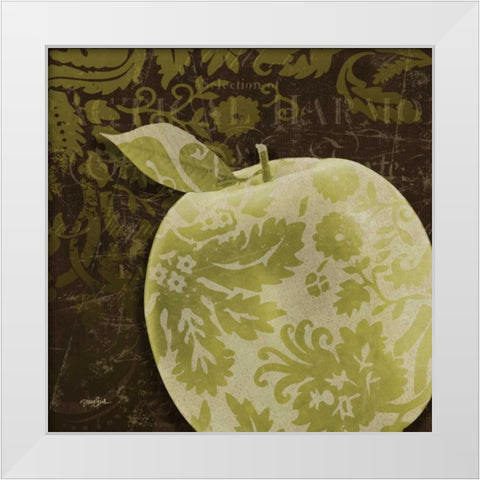 Apple Damask White Modern Wood Framed Art Print by Stimson, Diane