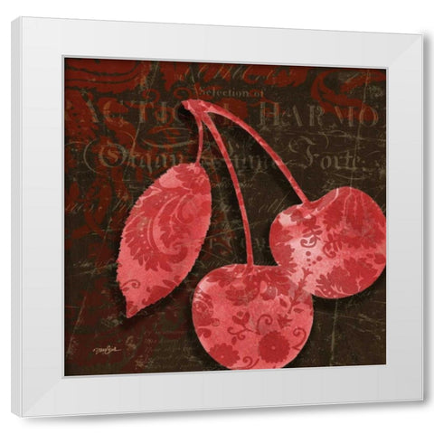 Cherry Damask Red White Modern Wood Framed Art Print by Stimson, Diane