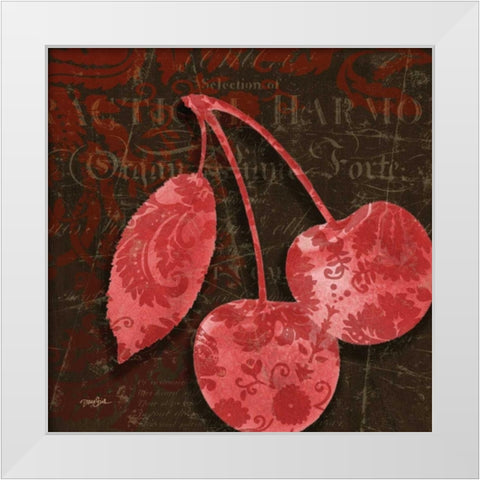 Cherry Damask Red White Modern Wood Framed Art Print by Stimson, Diane