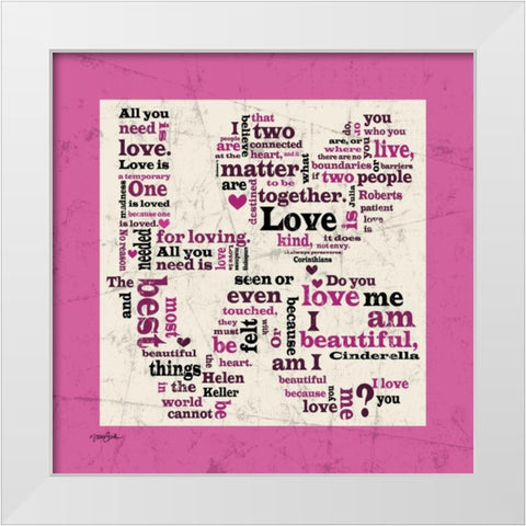 Love Pink White Modern Wood Framed Art Print by Stimson, Diane