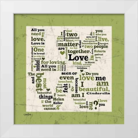 Love Green White Modern Wood Framed Art Print by Stimson, Diane