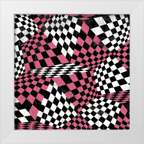 Warped Checks 2 White Modern Wood Framed Art Print by Stimson, Diane