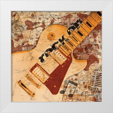 Guitar Rock 1 White Modern Wood Framed Art Print by Stimson, Diane