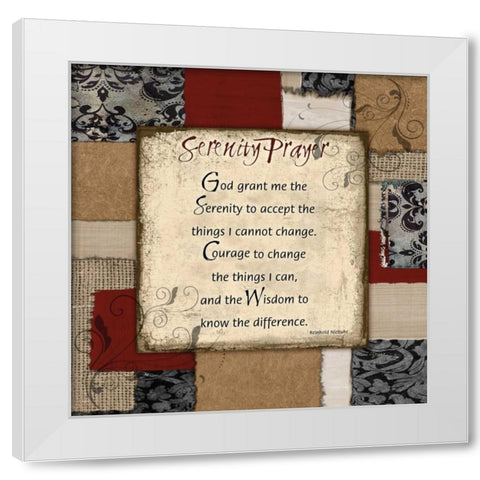 Patchwork Serenity Prayer White Modern Wood Framed Art Print by Stimson, Diane