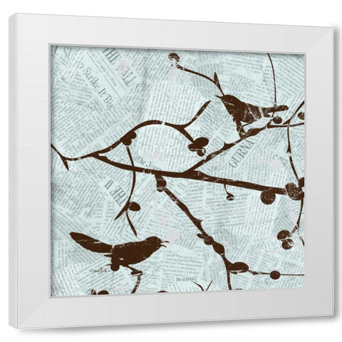 Bird Branches 1 White Modern Wood Framed Art Print by Stimson, Diane