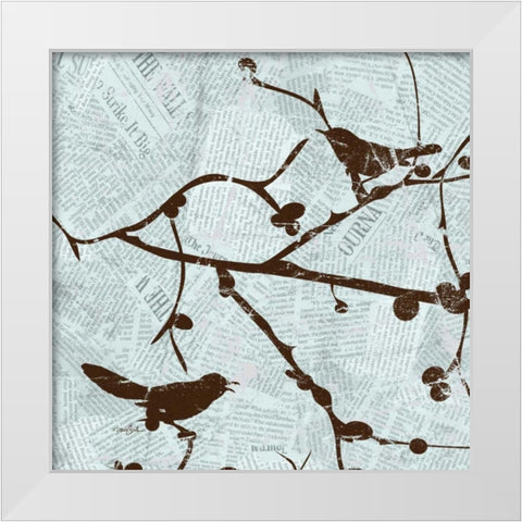 Bird Branches 1 White Modern Wood Framed Art Print by Stimson, Diane