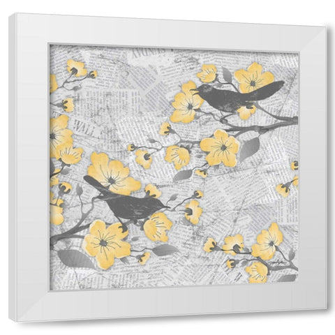 Cherry Blossom Birds 2 White Modern Wood Framed Art Print by Stimson, Diane