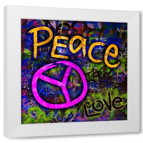 Graffiti Peace White Modern Wood Framed Art Print by Stimson, Diane