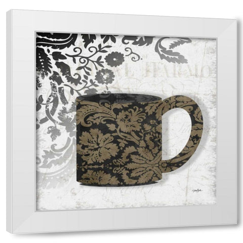 Coffee Damask 2 White Modern Wood Framed Art Print by Stimson, Diane