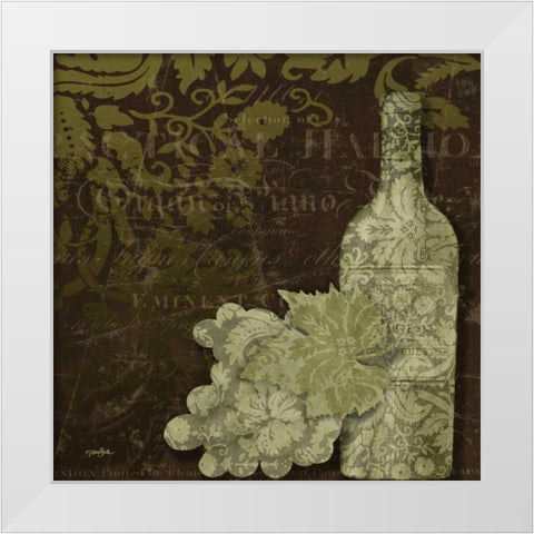 White Wine Damask White Modern Wood Framed Art Print by Stimson, Diane