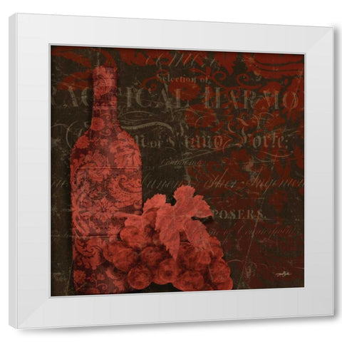 Red Wine Damask White Modern Wood Framed Art Print by Stimson, Diane
