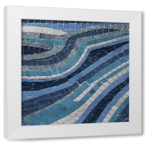Navy Mosaic 1 White Modern Wood Framed Art Print by Stimson, Diane