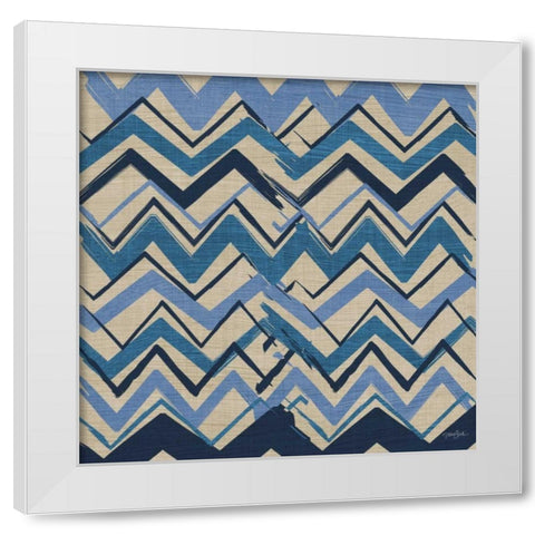 Chevron on Beige White Modern Wood Framed Art Print by Stimson, Diane