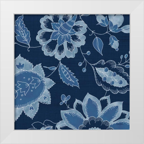 Denim Floral 2 White Modern Wood Framed Art Print by Stimson, Diane