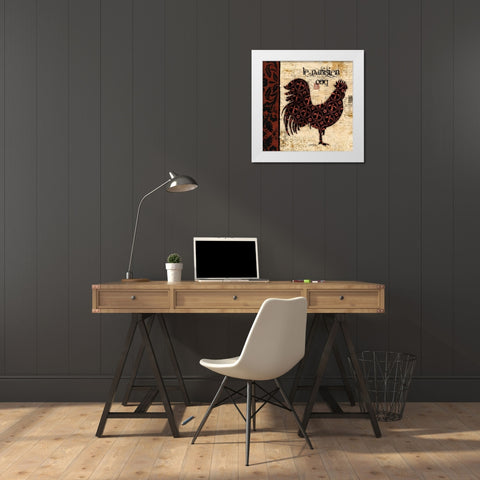 Parisien Coq White Modern Wood Framed Art Print by Stimson, Diane