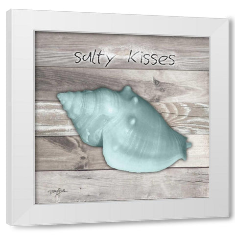 Salty Kisses Aqua Shell White Modern Wood Framed Art Print by Stimson, Diane