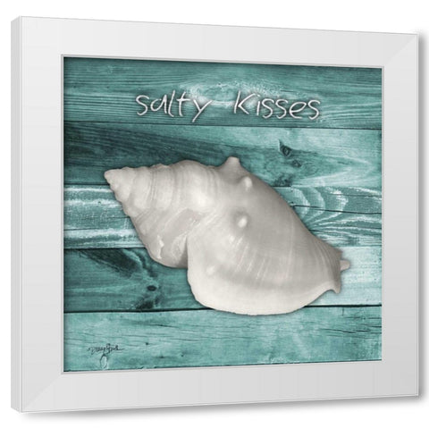 Salty Kisses Aqua Boards White Modern Wood Framed Art Print by Stimson, Diane