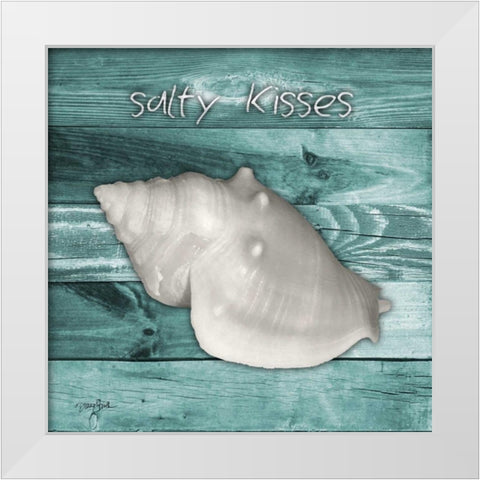 Salty Kisses Aqua Boards White Modern Wood Framed Art Print by Stimson, Diane