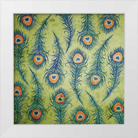 Peacock Pattern 1 White Modern Wood Framed Art Print by Stimson, Diane