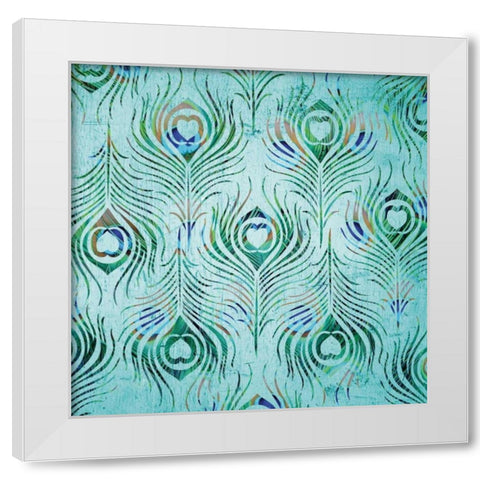 Peacock Pattern 2 White Modern Wood Framed Art Print by Stimson, Diane