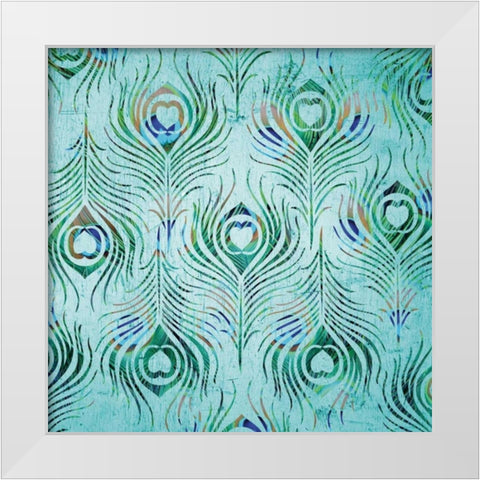 Peacock Pattern 2 White Modern Wood Framed Art Print by Stimson, Diane