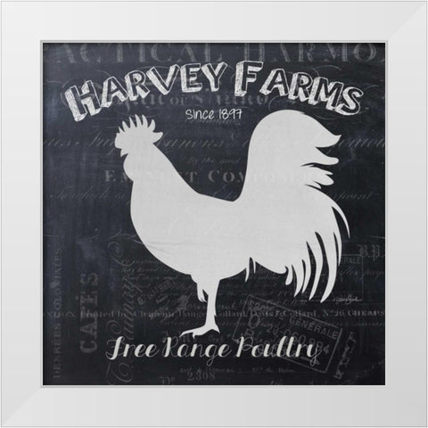 Chalkboard Poultry White Modern Wood Framed Art Print by Stimson, Diane