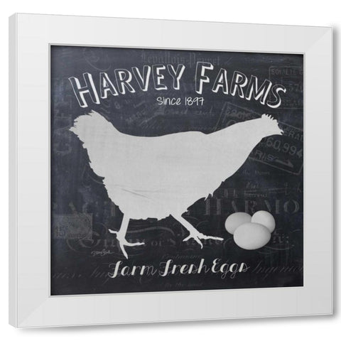 Chalkboard Hen White Modern Wood Framed Art Print by Stimson, Diane