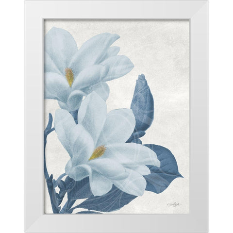 Magnolia Blues 1 White Modern Wood Framed Art Print by Stimson, Diane