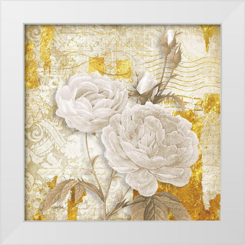 Golden Floral 1 White Modern Wood Framed Art Print by Stimson, Diane