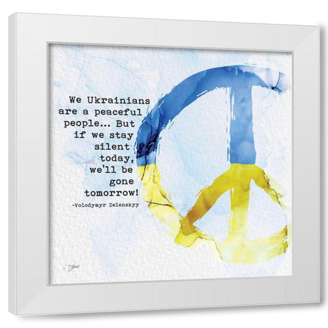 Stand With Ukraine 2 White Modern Wood Framed Art Print by Stimson, Diane