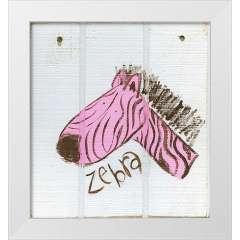 Happy Pink Zebra White Modern Wood Framed Art Print by Butson, Erin