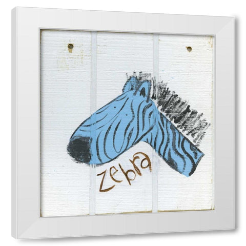 Happy Blue Zebra White Modern Wood Framed Art Print by Butson, Erin