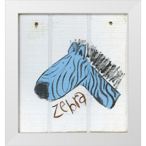 Happy Blue Zebra White Modern Wood Framed Art Print by Butson, Erin