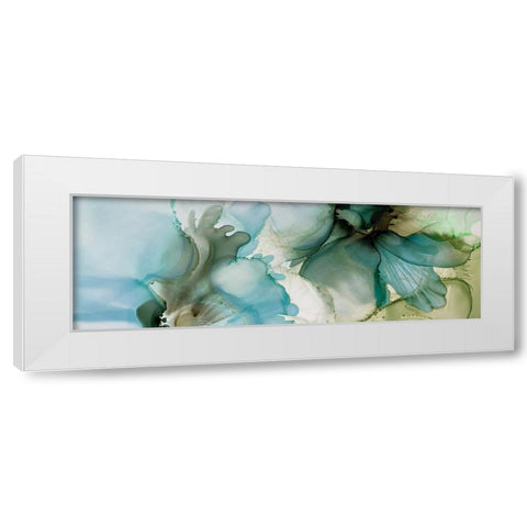 Sage And Teal Florals 1 White Modern Wood Framed Art Print by Debs, Emma Catherine