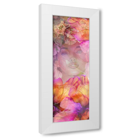 Emerging Floral Girl White Modern Wood Framed Art Print by Debs, Emma Catherine