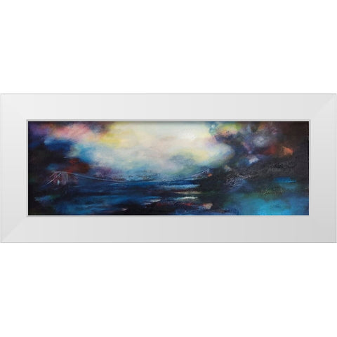 _Crossing Blue Bridge White Modern Wood Framed Art Print by Debs, Emma Catherine
