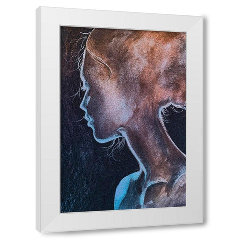 Girl In The Moonlight White Modern Wood Framed Art Print by Debs, Emma Catherine