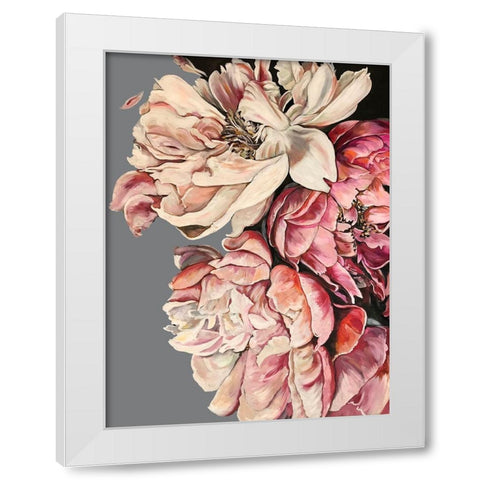 Peonies with Grey White Modern Wood Framed Art Print by Debs, Emma Catherine
