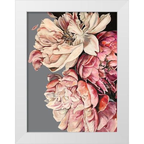 Peonies with Grey White Modern Wood Framed Art Print by Debs, Emma Catherine