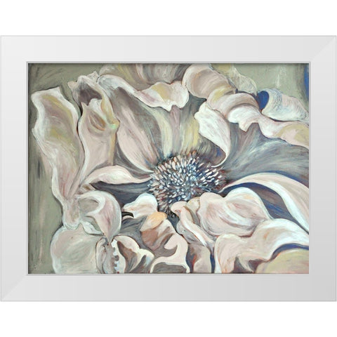 Pale Flower White Modern Wood Framed Art Print by Debs, Emma Catherine