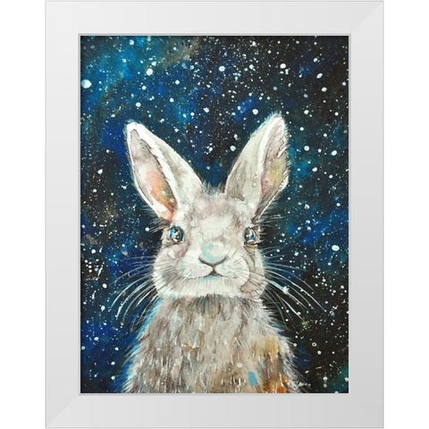 Rabbit White Modern Wood Framed Art Print by Debs, Emma Catherine