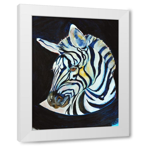 Zebra White Modern Wood Framed Art Print by Debs, Emma Catherine