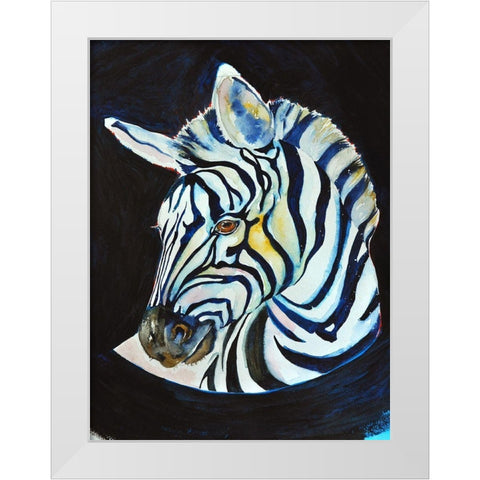 Zebra White Modern Wood Framed Art Print by Debs, Emma Catherine