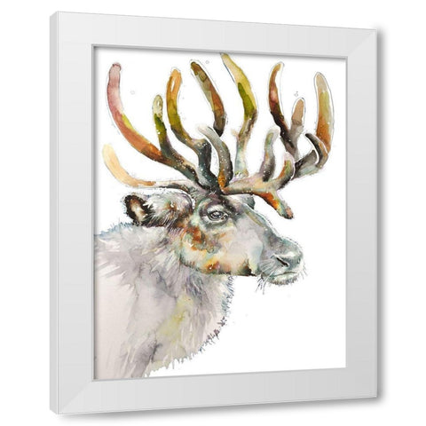 Moose on White White Modern Wood Framed Art Print by Debs, Emma Catherine