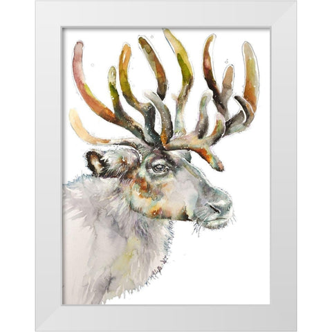 Moose on White White Modern Wood Framed Art Print by Debs, Emma Catherine