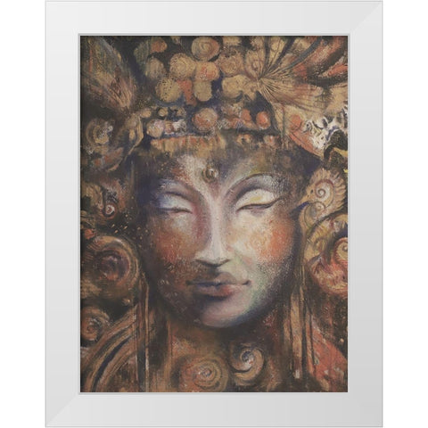 Buddha Neutral White Modern Wood Framed Art Print by Debs, Emma Catherine